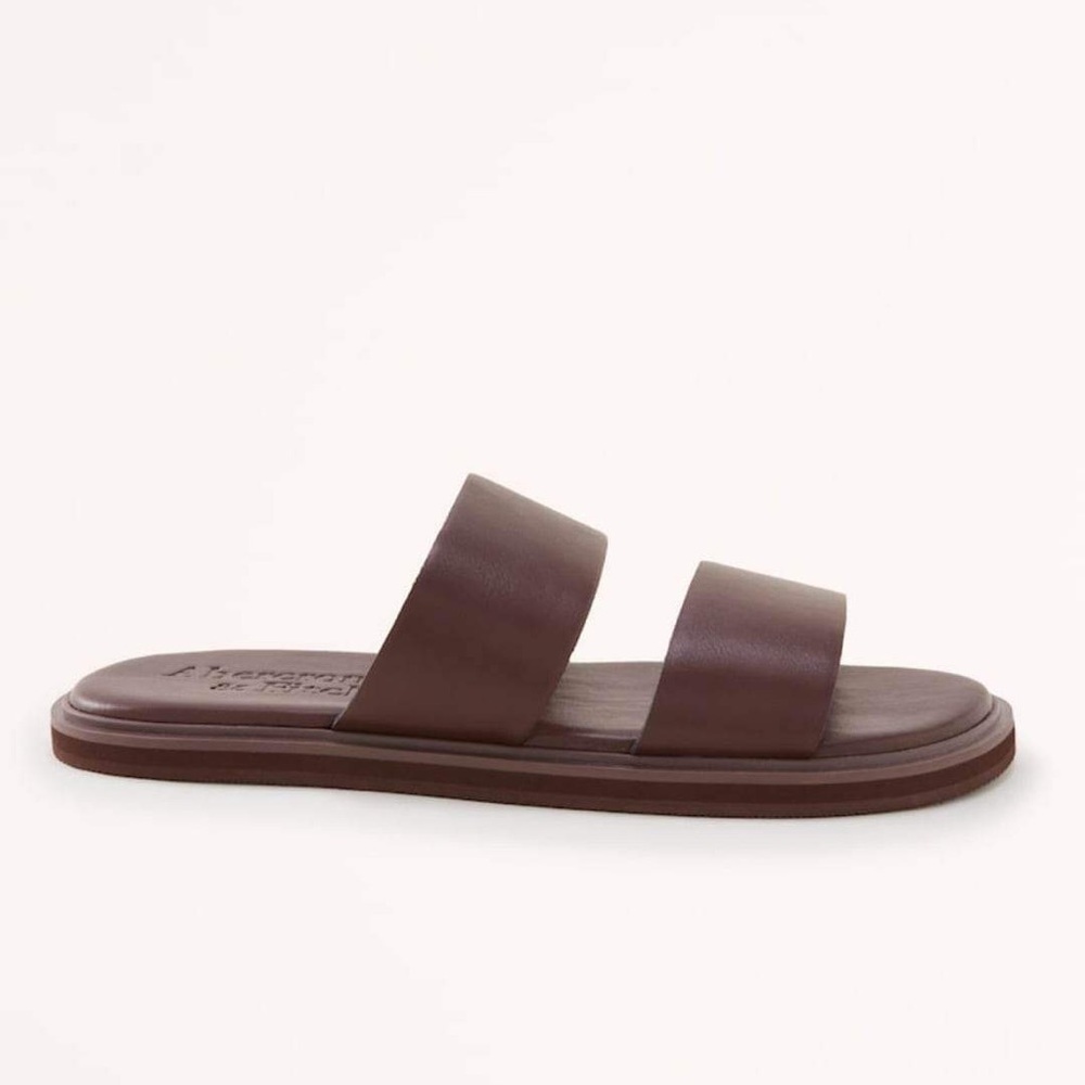Abercrombie and Fitch Faux Leather Slides size Large NWT - Picture 2 of 10